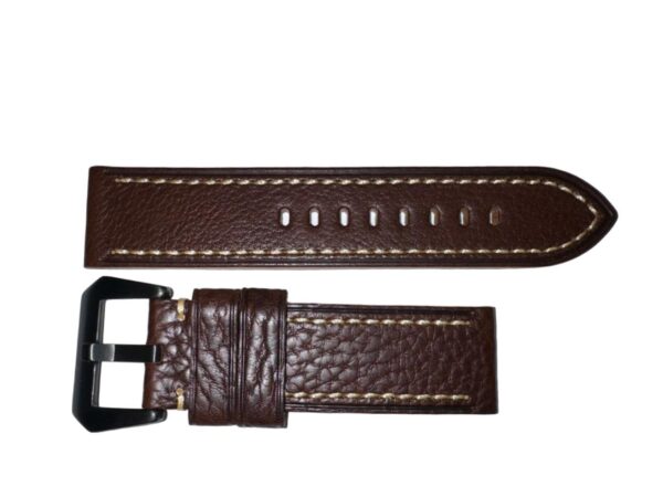 Handmade Dark Brown genuine leather watch band/ black Buckle 24mm. For Panerai