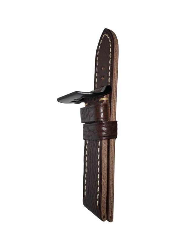Handmade Dark Brown genuine leather watch band/ black Buckle 24mm. For Panerai