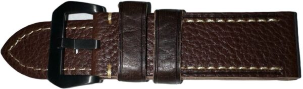 Handmade Dark Brown genuine leather watch band/ black Buckle 24mm. For Panerai