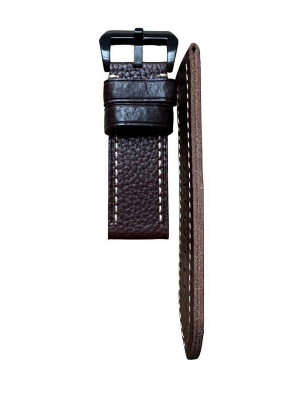 Handmade Dark Brown genuine leather watch band/ black Buckle 24mm. For Panerai