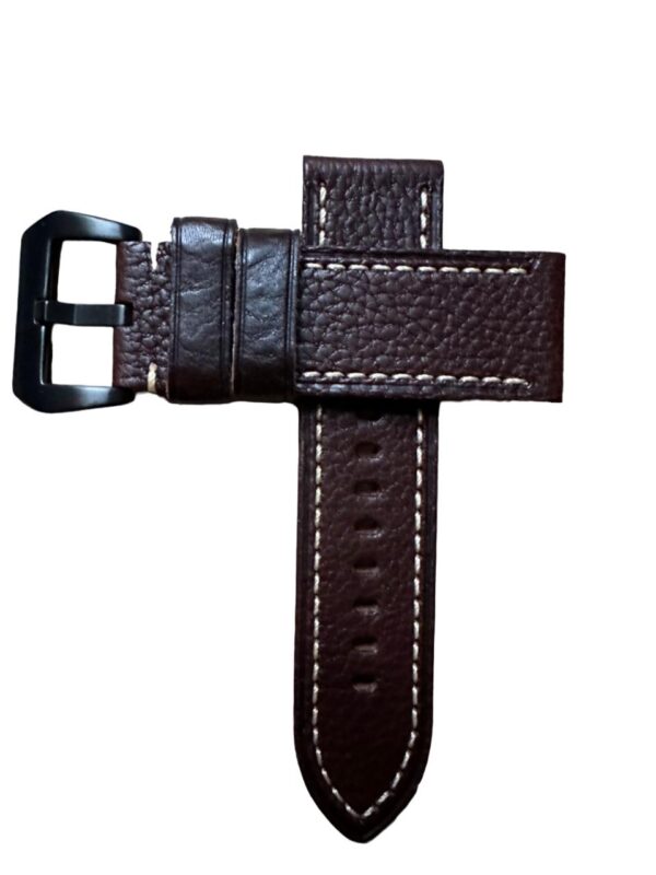 Handmade Dark Brown genuine leather watch band/ black Buckle 24mm. For Panerai
